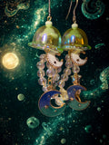 Green Mythical Moon Jellies; Jellyfish Earrings