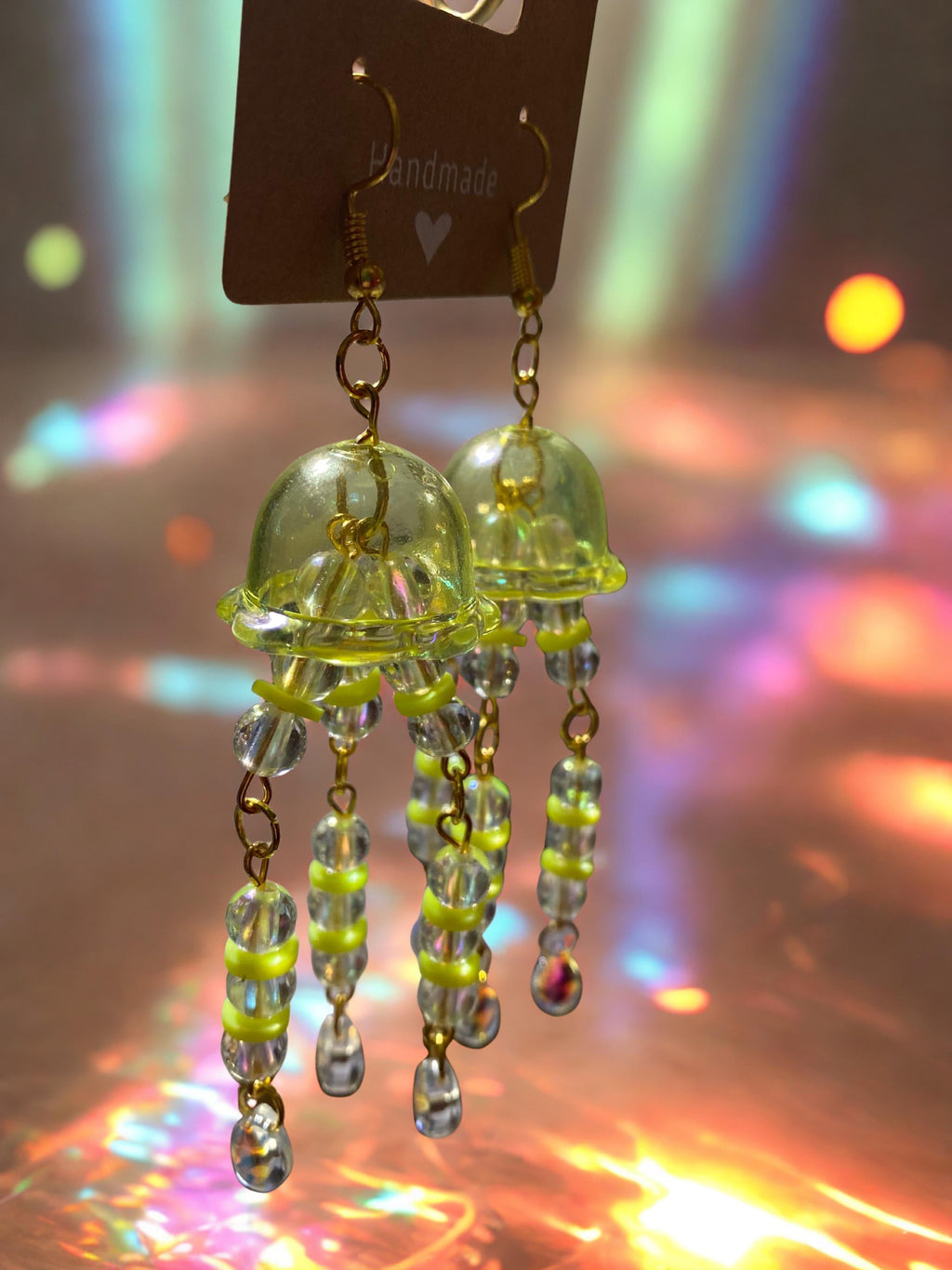Holographic Yellow Jellyfish Dangles