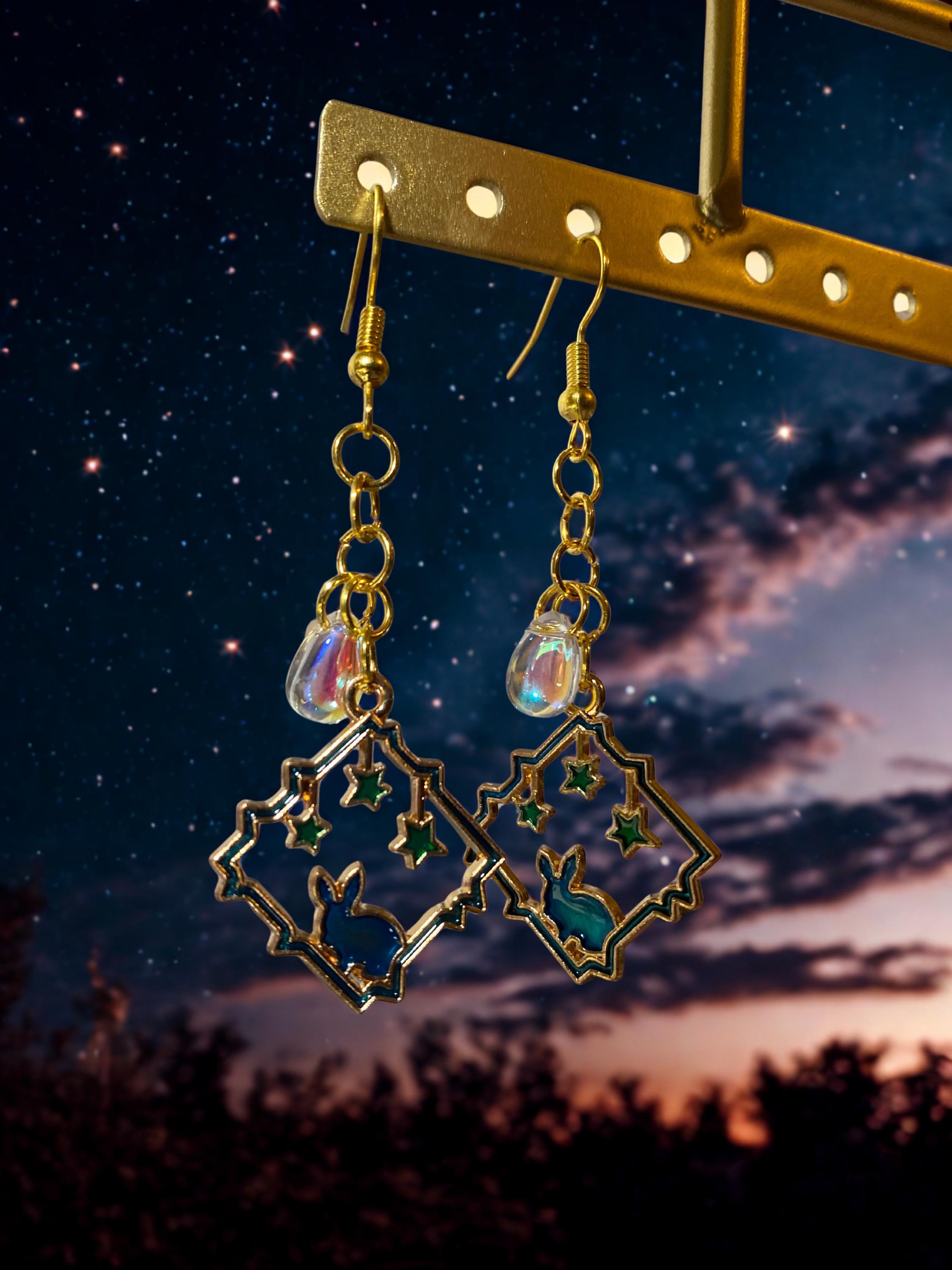 Celestial Bunny & Star Dangle Earrings