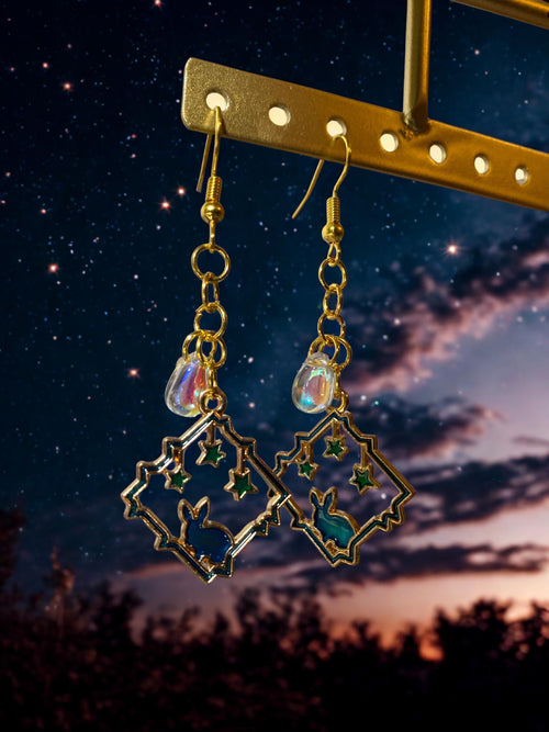 Celestial Bunny & Star Dangle Earrings