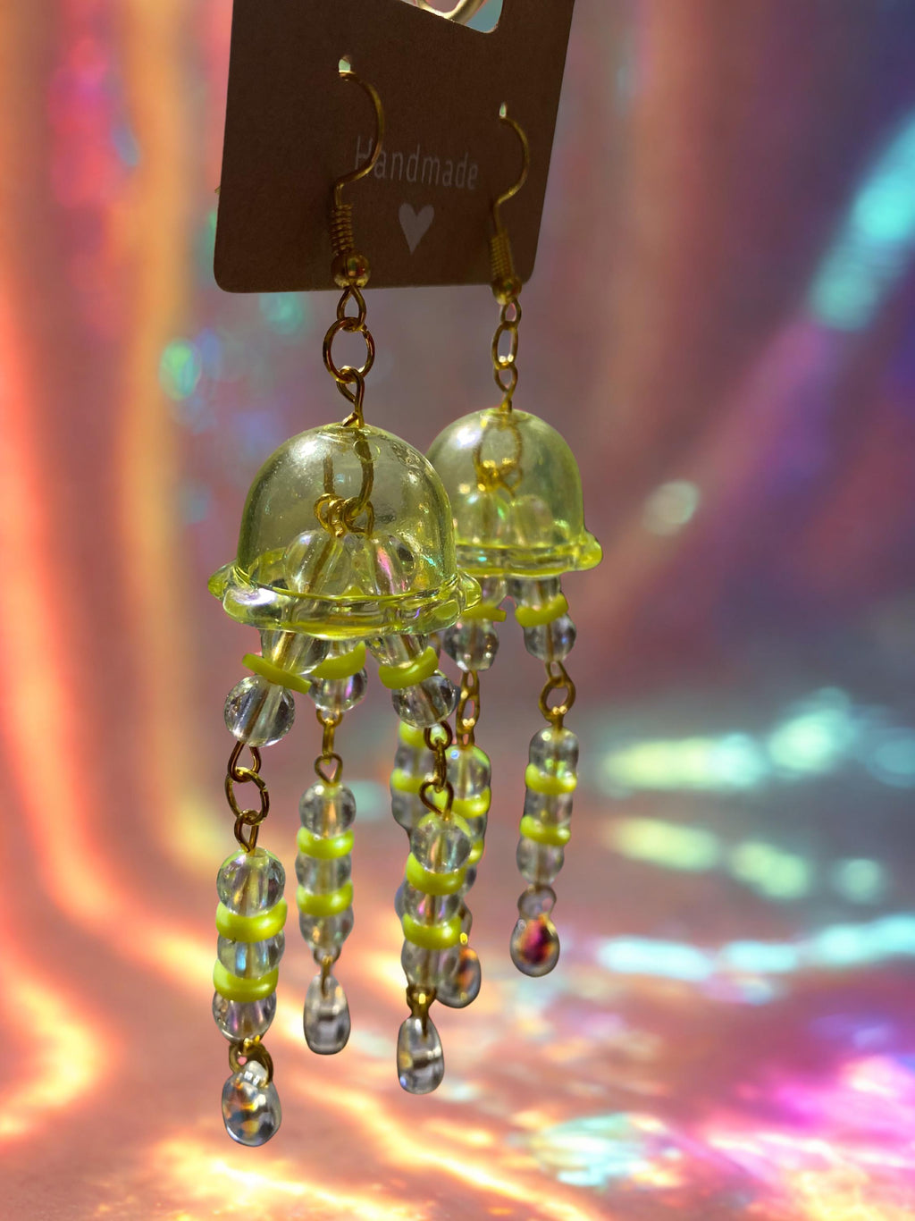 Holographic Yellow Jellyfish Dangles