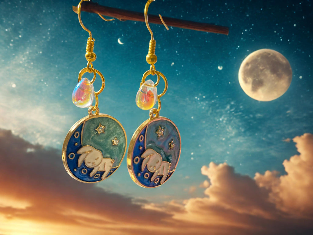 Dreamy Bunny Night Sky Earrings