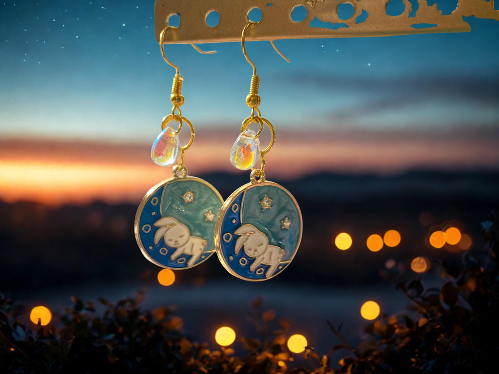 Dreamy Bunny Night Sky Earrings