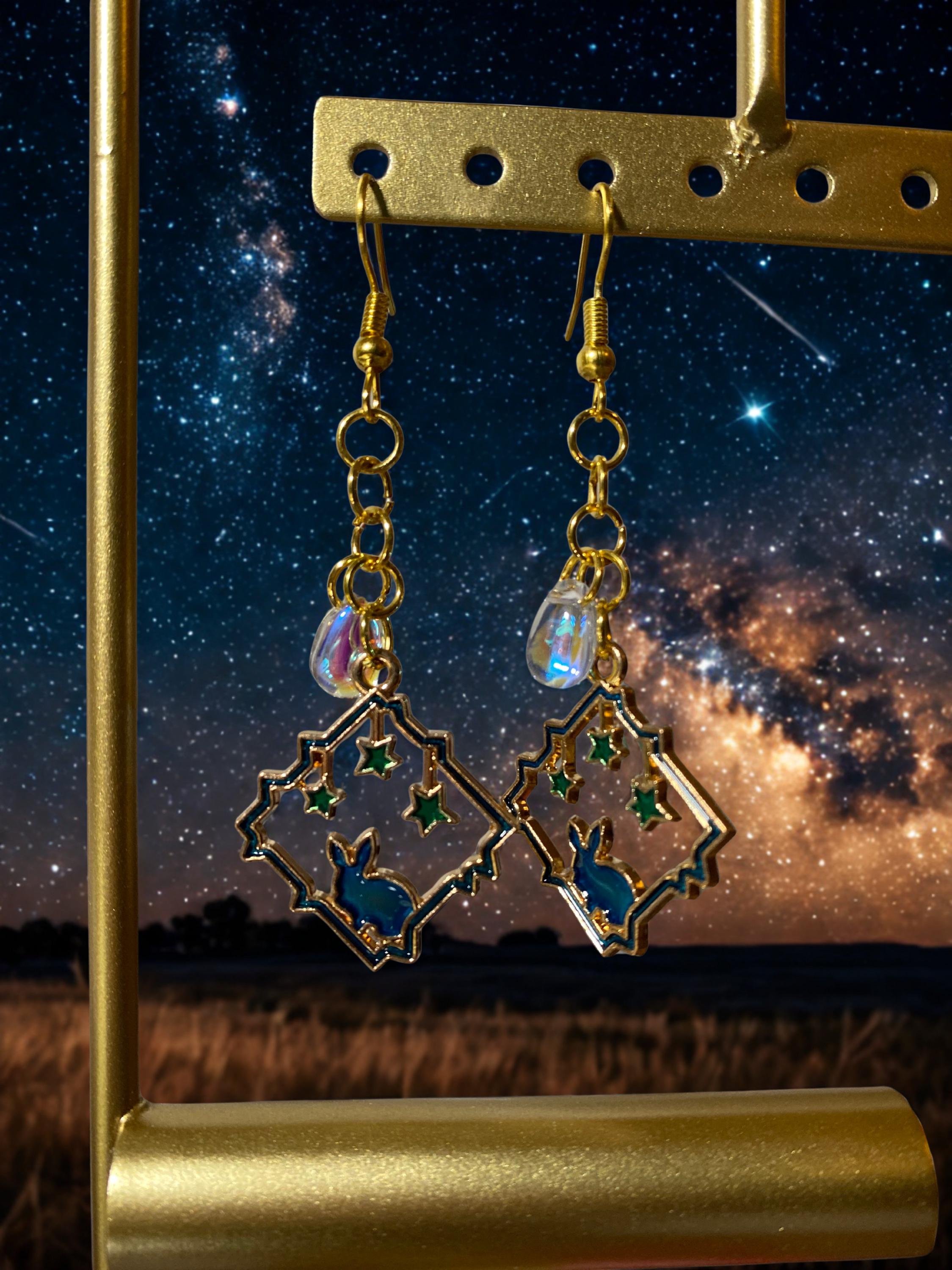 Celestial Bunny & Star Dangle Earrings
